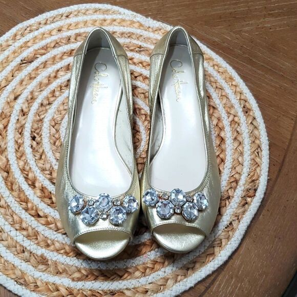 Cole Haan Air Tali Jewel Embellished Leather Open Toe Ballet Flats Size 8.5B - Picture 3 of 12